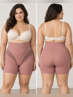 Nicole Miller New York 2X High Waist Shapewear Shorts Dusty Rose